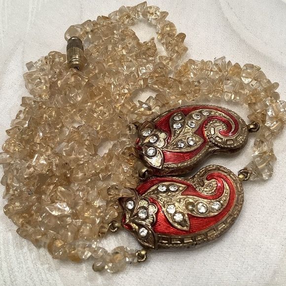 Vintage Asian Inspired Necklace With Crystals - Picture 7 of 8